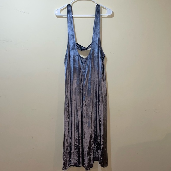 Women’s Anthropologie Maeve Velvet Overalls Romper Jumpsuit Grey Loose - Picture 7 of 8